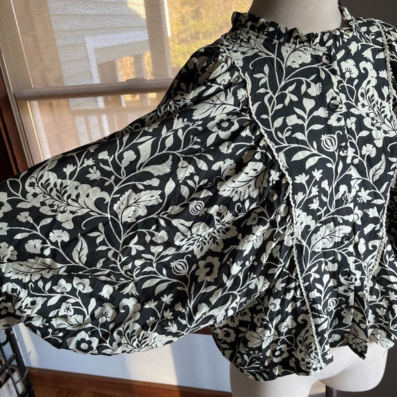 bohme Tops - Bohme Black and Cream Floral Blouse